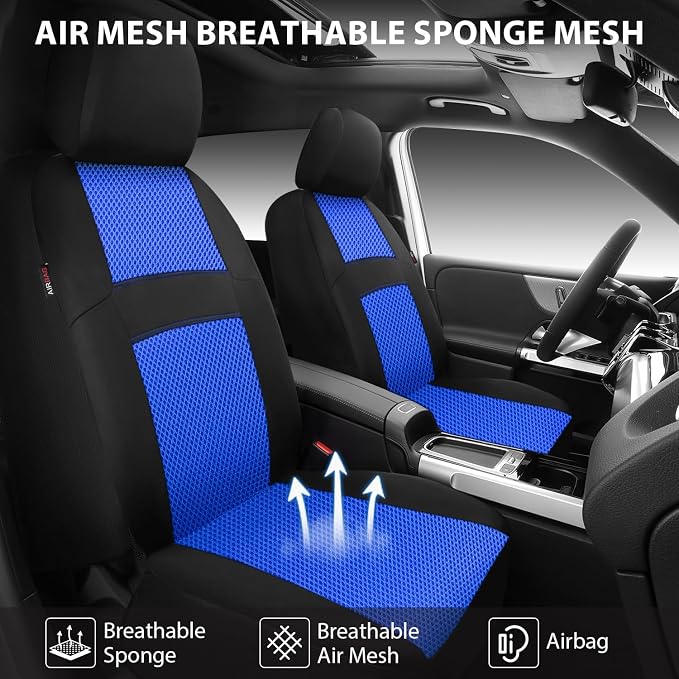 Universal Fabric Seat Covers — Front Seat — Black / Blue