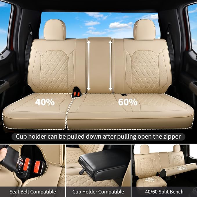 Seat Covers for Multiple Vehicles — Rear Seat — Beige