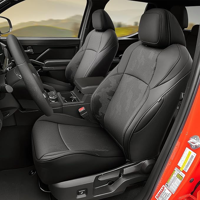 Faux Leather Seat Covers for Toyota Tacoma — Front Seat — Black