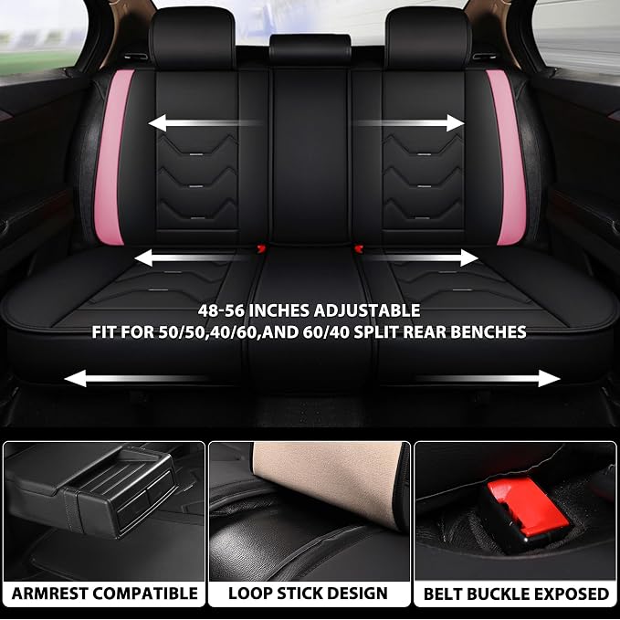 Car Seat Covers — Full Set — Pink / Black