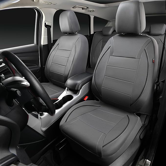 Universal Faux Leather Seat Covers — Full Set — Gray