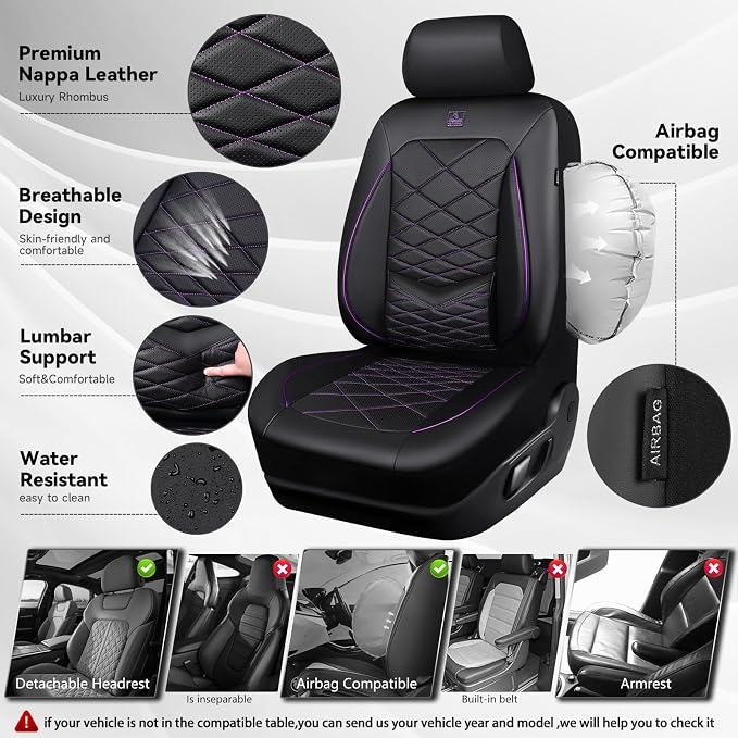 Universal Seat Covers — Front Seat — Black / Purple