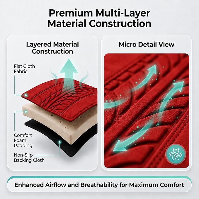 Universal Fabric Seat Covers — Full Set — Red