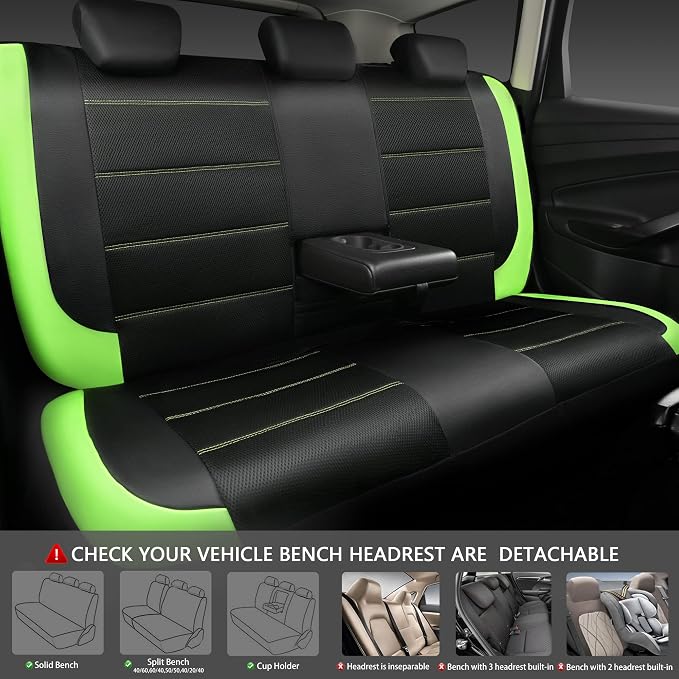 Universal Seat Covers — Full Set — Green / Black