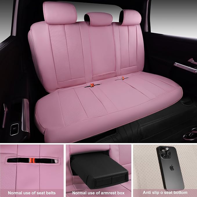 Universal Faux Leather Seat Covers — Full Set — Pink