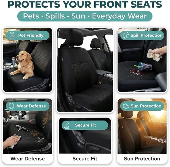 Universal Seat Covers — Front Seat — Black