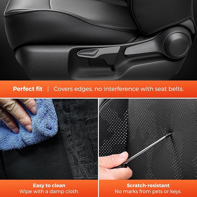 Faux Leather Seat Covers for Toyota Tacoma — Front Seat — Black