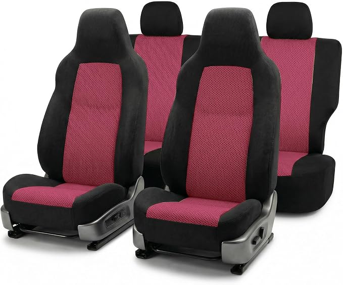 Universal Fabric Seat Covers — Full Set — Burgundy