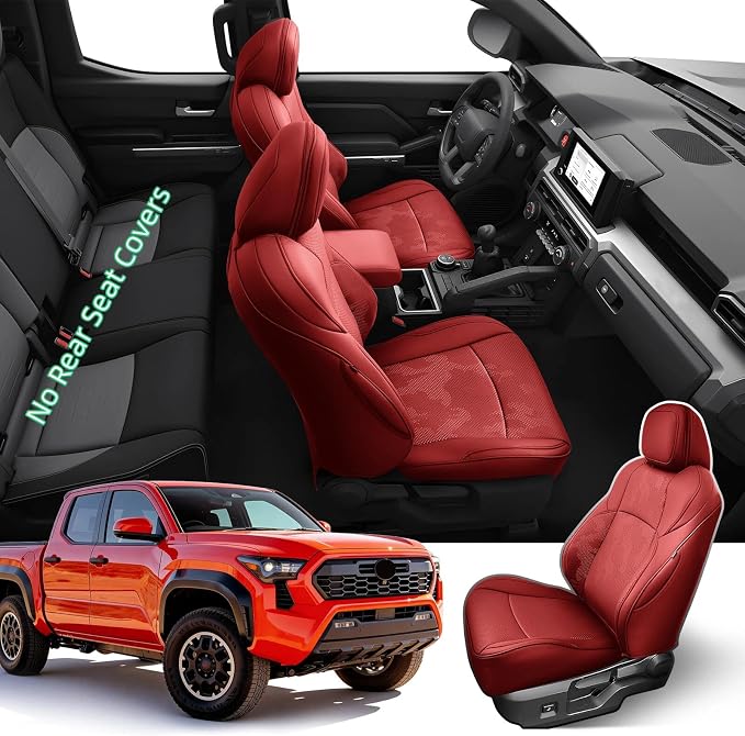 Faux Leather Seat Covers for Toyota Tacoma — Front Seat — Red