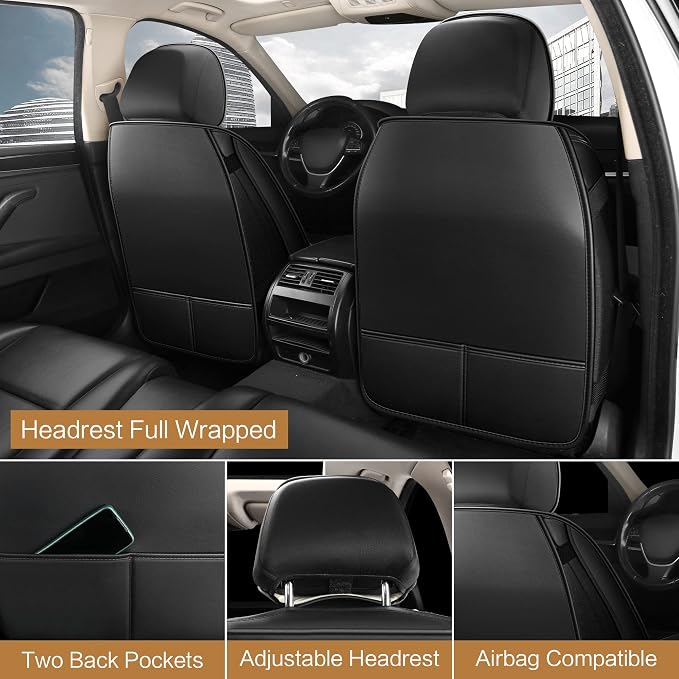 Universal Faux Leather Seat Covers — Front Seat — Black / Red