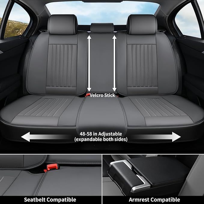 Universal Faux Leather Seat Covers — Front Seat — Gray