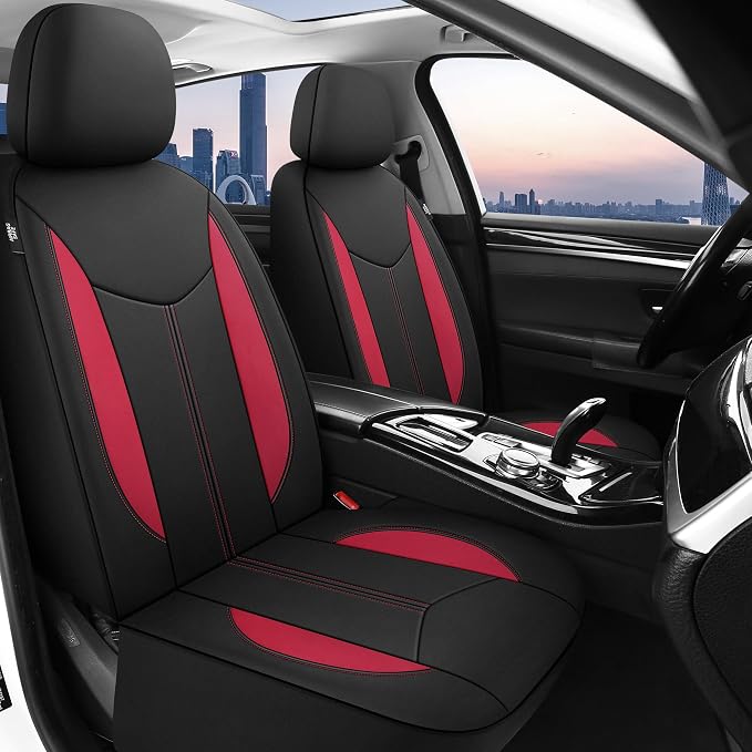 Universal Neoprene Seat Covers — Black / Red