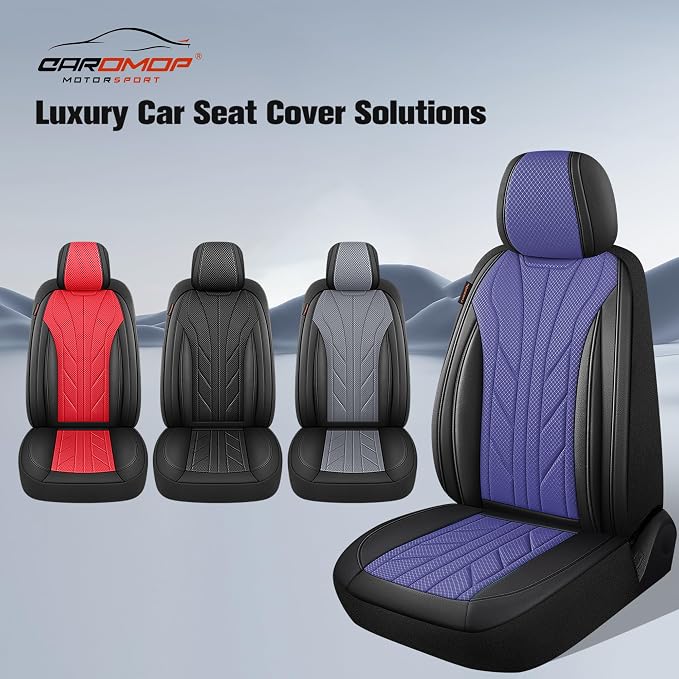 Universal Faux Leather Seat Covers — Front Seat — Black / Blue