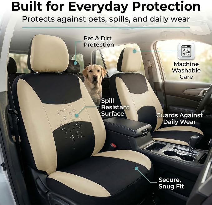 Universal Fabric Seat Covers — Beige