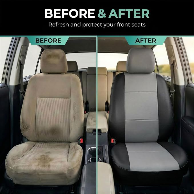 Universal Faux Leather Seat Covers — Front Seat — Black