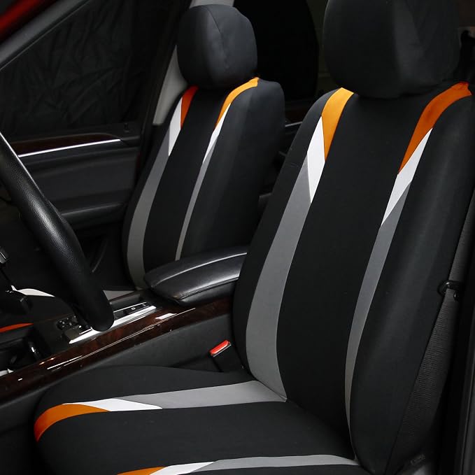 Universal Fabric Seat Covers — Front Seat — Orange