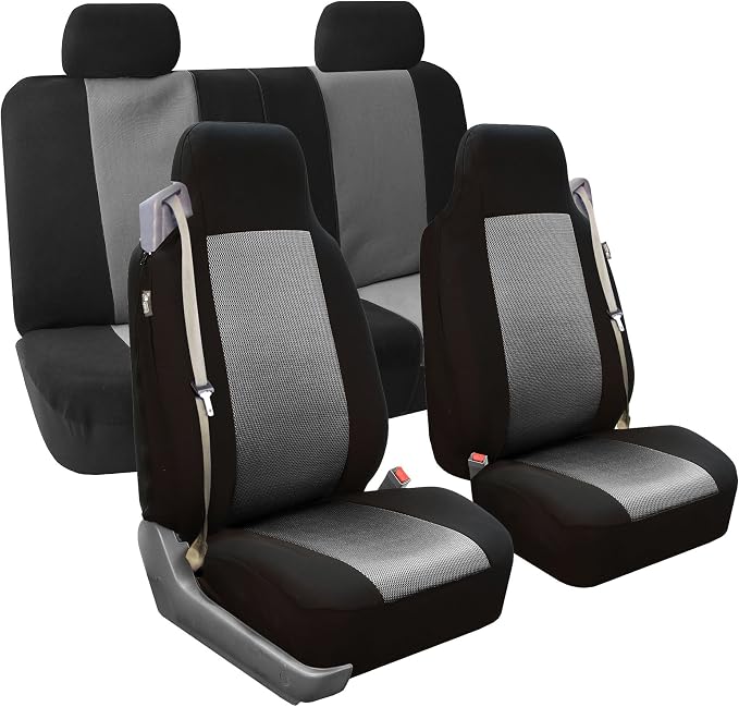 Fabric Car Seat Covers — Gray / Black