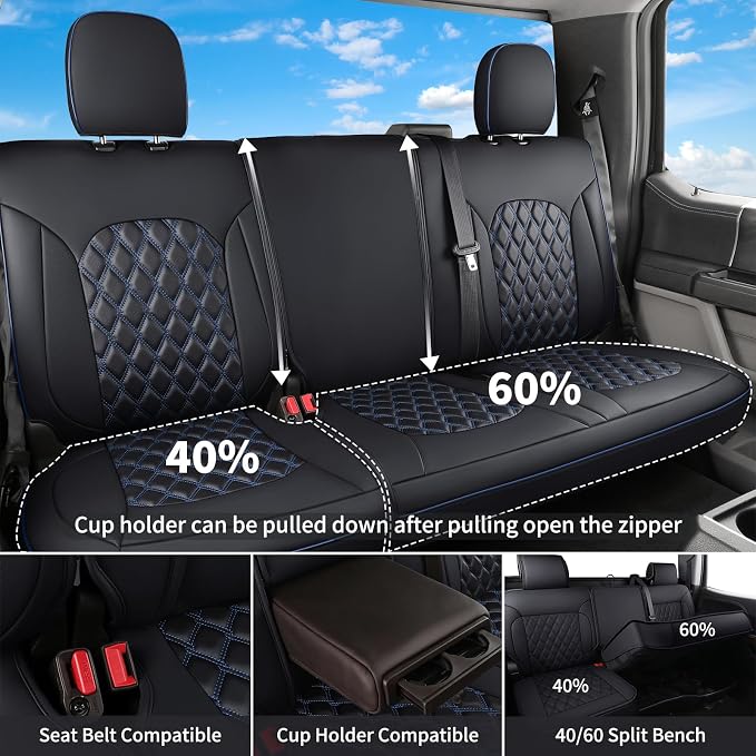 Seat Covers for Multiple Vehicles — Black / Blue