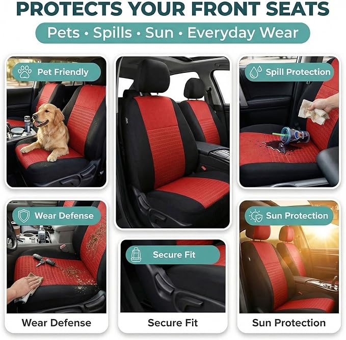 Universal Seat Covers — Front Seat — Red