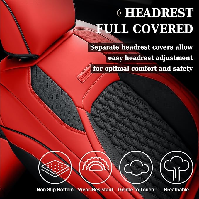 Faux Leather Seat Covers for Chevrolet Silverado / GMC Sierra — Full Set — Red
