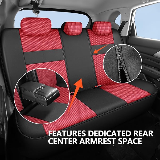 Universal Fabric Seat Covers — Black / Red