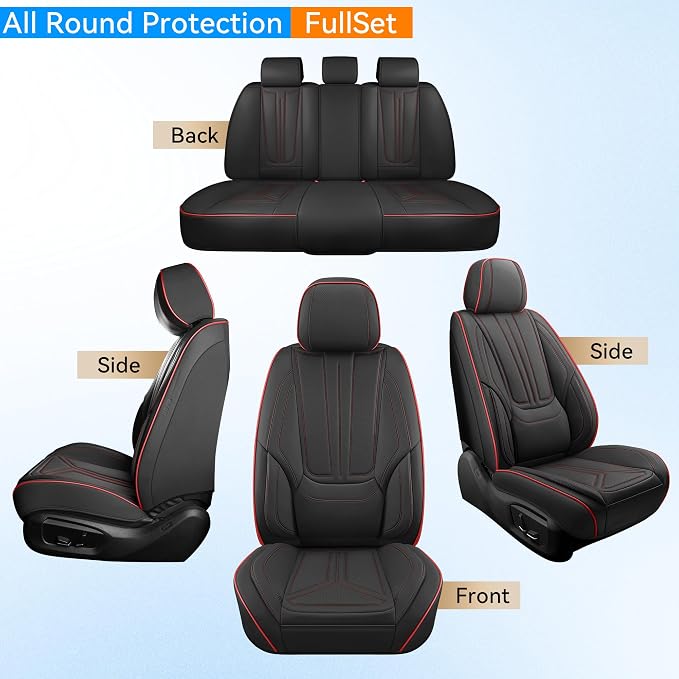 Universal Seat Covers — Full Set — Black / Red