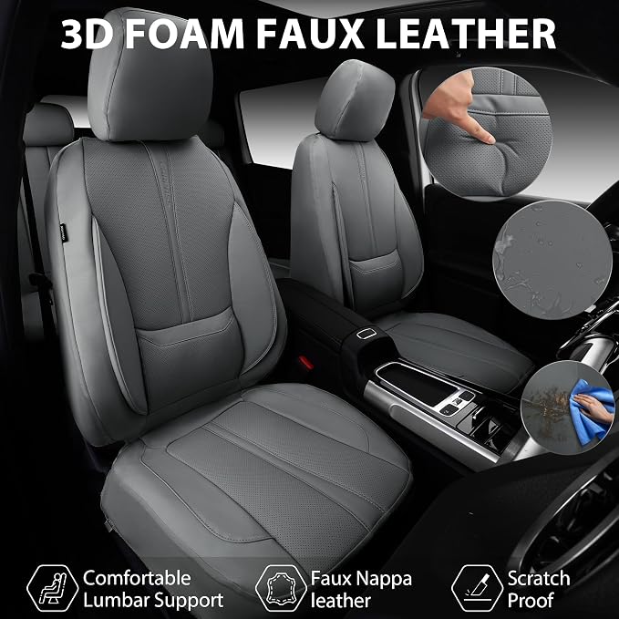 Universal Faux Leather Seat Covers — Full Set — Gray