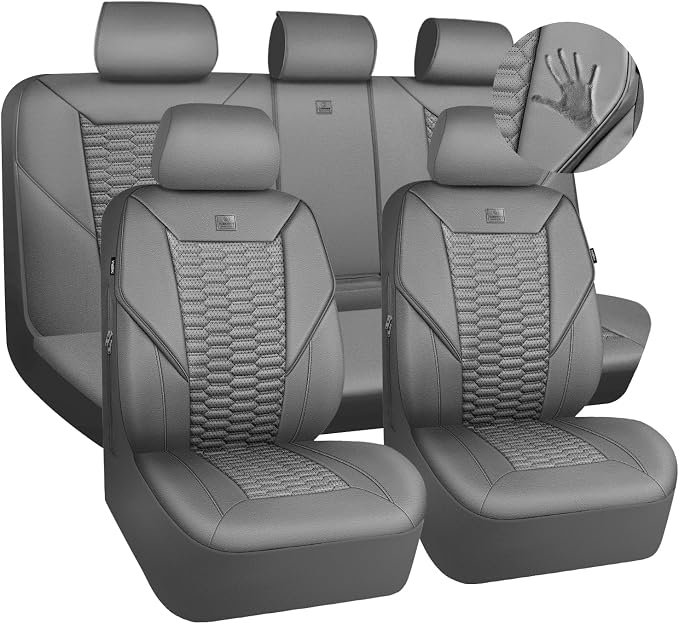 Universal Faux Leather Seat Covers — Full Set — Gray