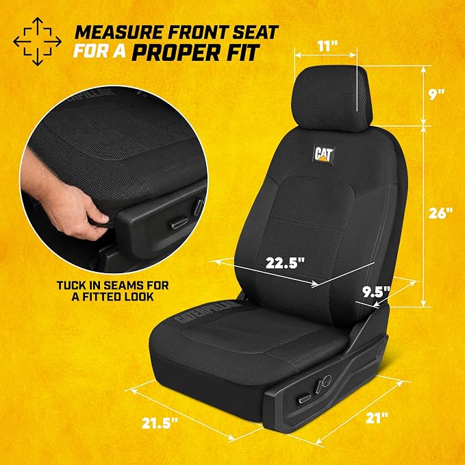 Fabric Seat Covers for Multiple Vehicles — Full Set — Black