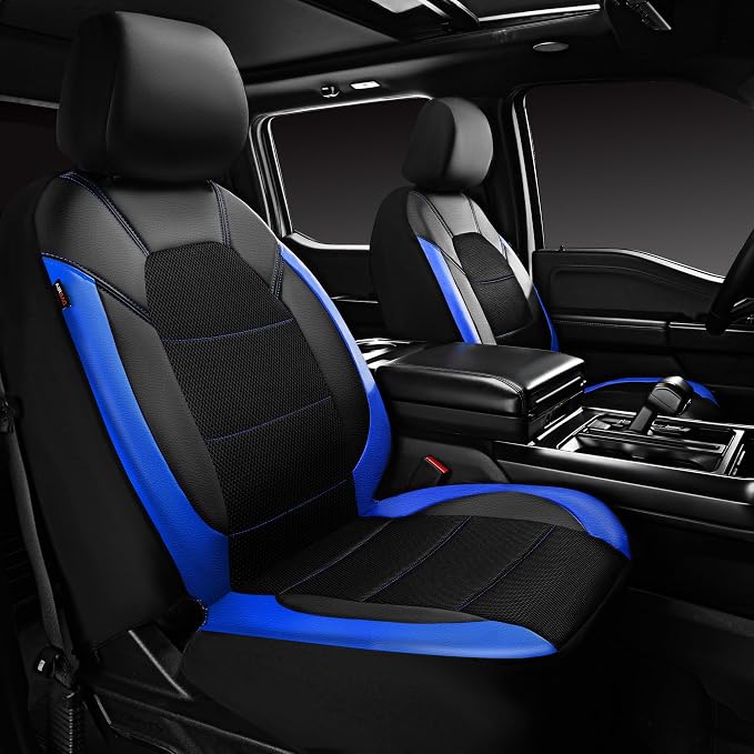 Universal Fabric Seat Covers — Front Seat — Black / Blue