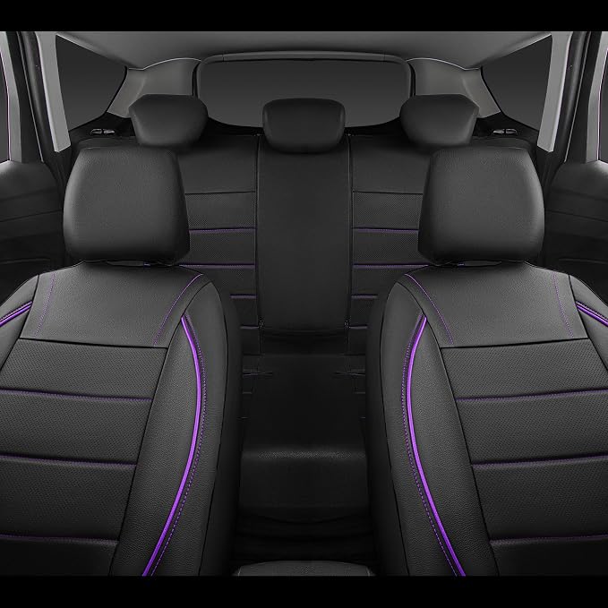 Universal Faux Leather Seat Covers — Front Seat — Black / Purple