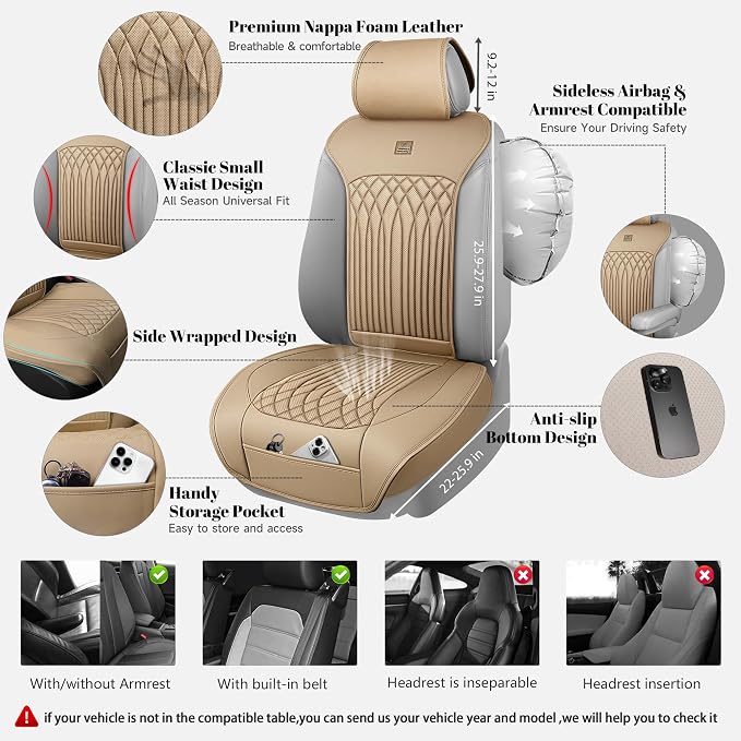 Universal Seat Covers — Front Seat — Beige