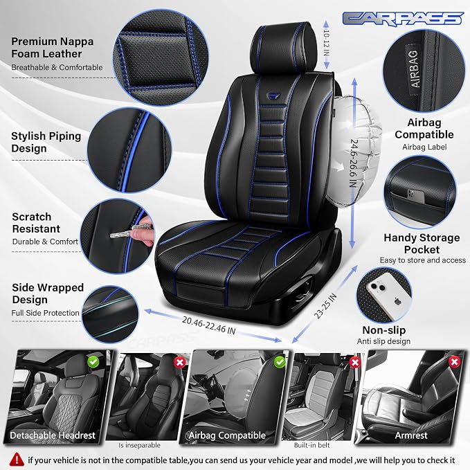 Universal Seat Covers — Full Set — Black / Blue