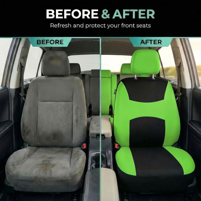 Universal Fabric Seat Covers — Front Seat — Green