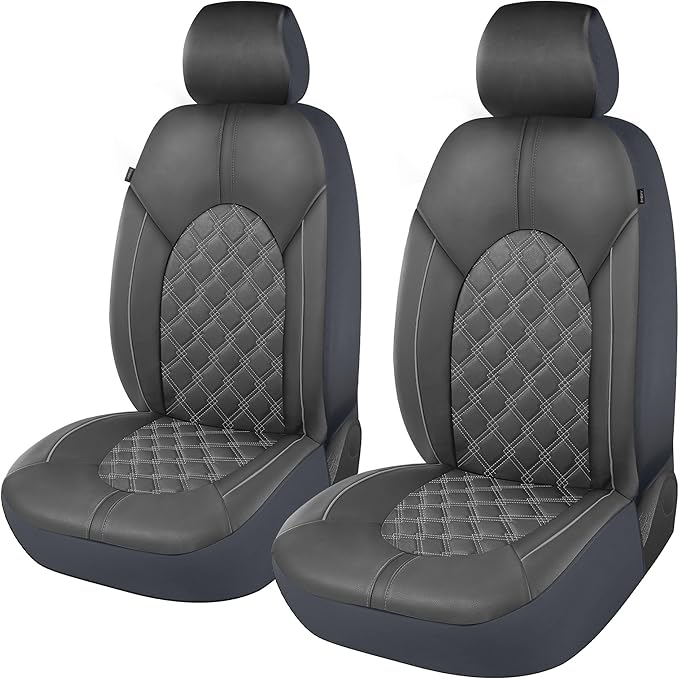 Universal Faux Leather Seat Covers — Front Seat — Gray