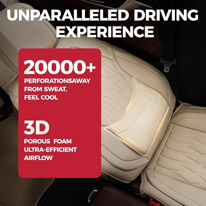 Universal Faux Leather Seat Covers — Full Set — Beige