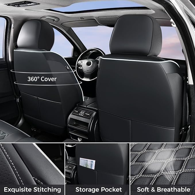 Seat Covers for Jeep Wrangler — Full Set — Black / White