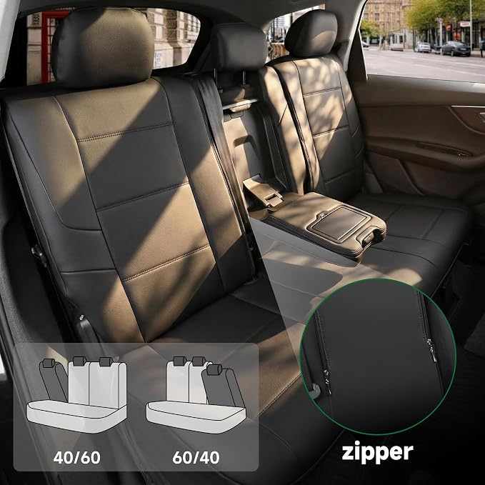 Faux Leather Seat Covers for Multiple Vehicles — Full Set — Black