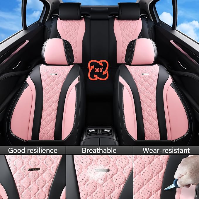 Universal Seat Covers — Front Seat — Black / Pink