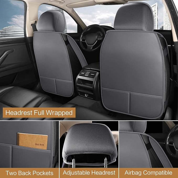 Universal Faux Leather Seat Covers — Full Set — Gray