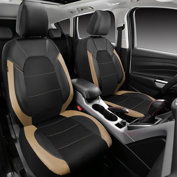 Universal Seat Covers — Full Set — Black / Beige
