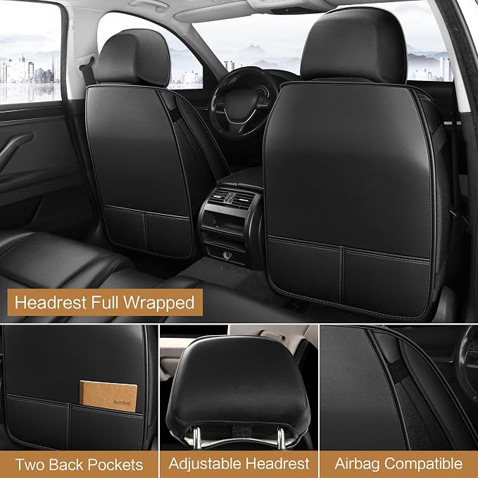 Universal Faux Leather Seat Covers — Front Seat — Black