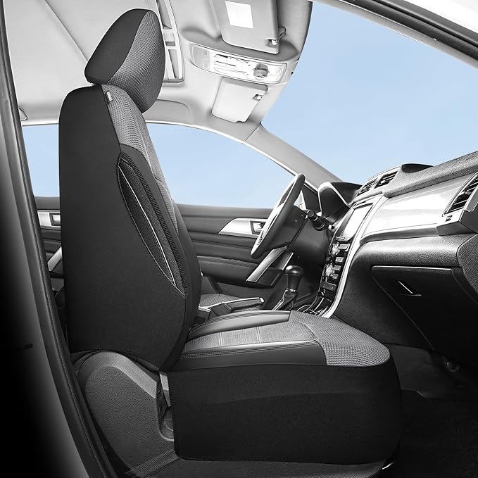 Universal Fabric Seat Covers — Front Seat — Black / Gray