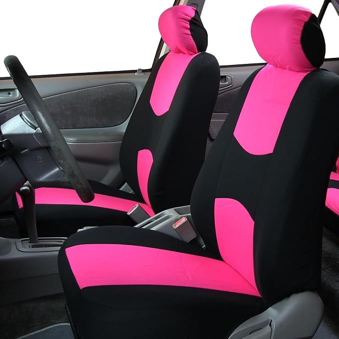 Universal Fabric Seat Covers — Front Seat — Pink