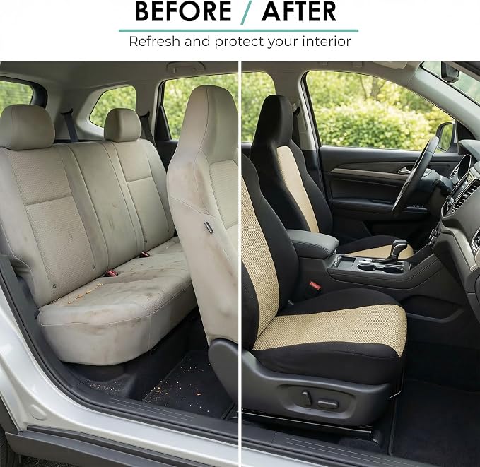 Universal Fabric Seat Covers — Front Seat — Beige