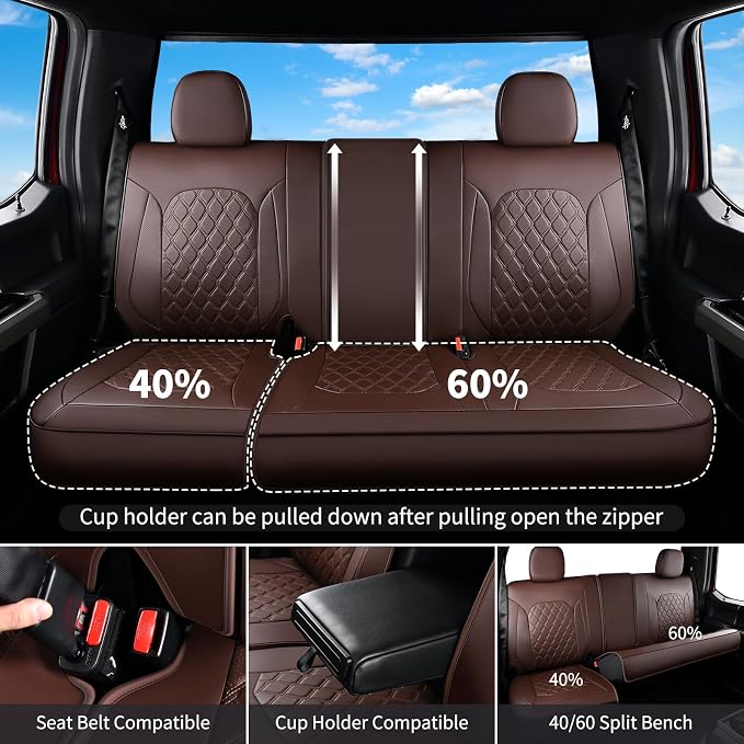 Seat Covers for Multiple Vehicles — Rear Seat — Coffee