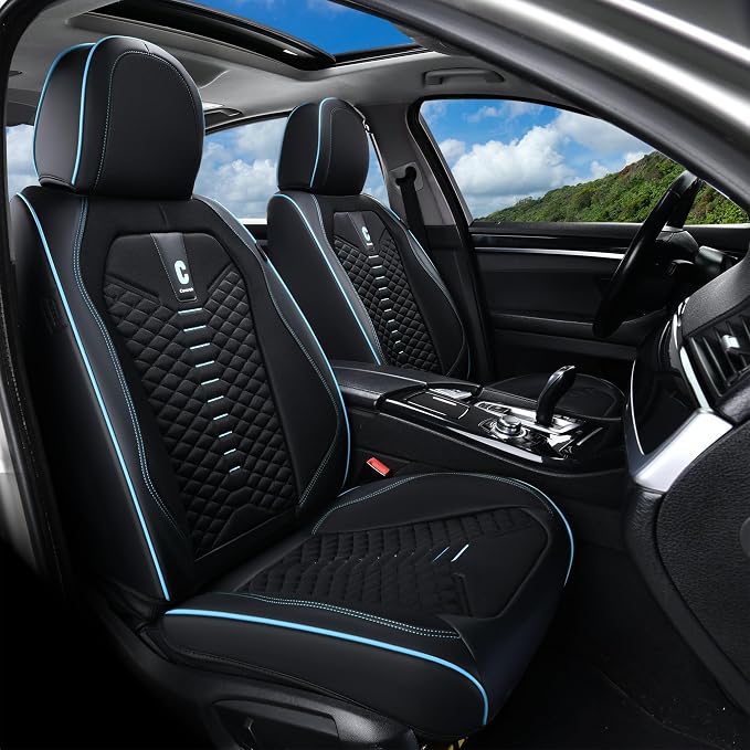 Universal Faux Leather Seat Covers — Full Set — Black