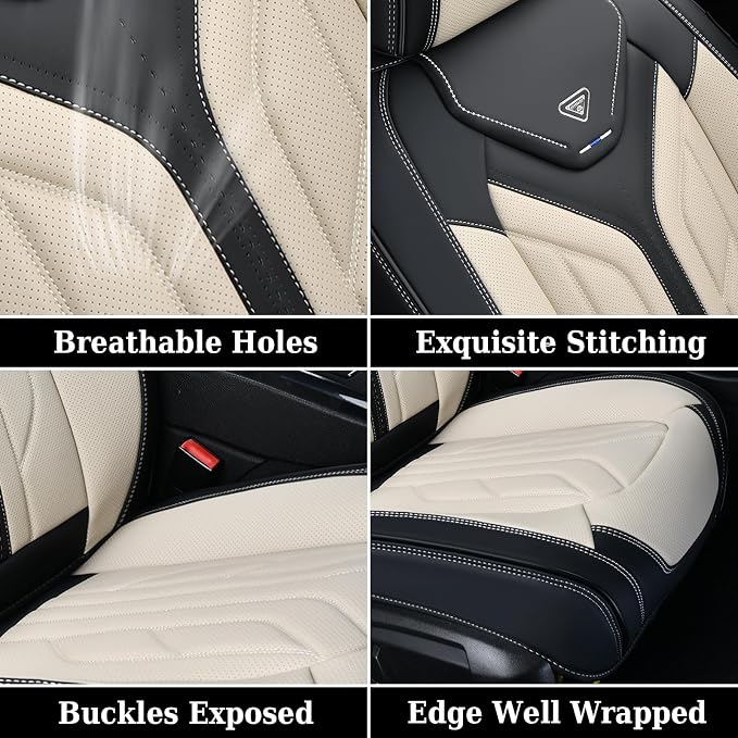 Universal Seat Covers — Full Set — Black / Beige
