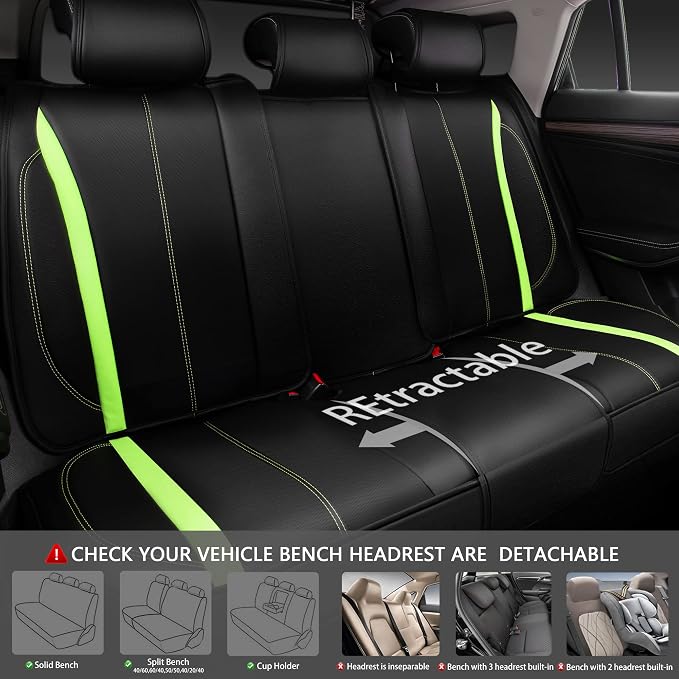 Universal Seat Covers — Full Set — Green / Black