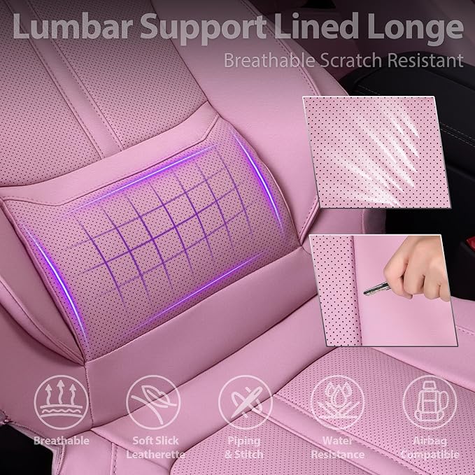 Universal Faux Leather Seat Covers — Full Set — Pink